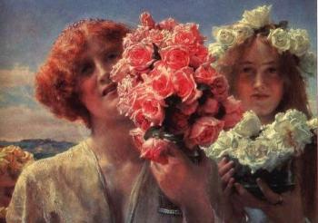Sir Lawrence Alma-Tadema : Young Girls with Roses